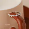 Anel de Contas de Luxo Acessível Francês para Mulheres Prata Esterlina S925 Personalizado Exquisito Joia de Mão Design de Nicho Anel Aberto de Ponta