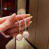 Pendientes de plata 925 con forma de aguja, sencillos, de circonita y perla, con personalidad y temperamento, diseño retro de Corea del Sur para mujer.