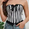 Corsé Strapless de Rayas Blancas y Negras Seleccionadas con Cuidado, con Cordones, Ballenas, Estilo Vintage Spicy Girl, Top Strapless