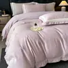 Conjunto de Quatro Peças em Algodão Jacquard Lavado Estilo Simples Para Todas as Estações Amigo da Pele Lençol para Dormir Nu Capa de Edredom Toque de Luxo Leve Roupa de Cama de Alto Padrão