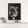 Bonito y divertido póster de vaca para baño, pintura decorativa impresa en blanco y negro, decoración artística para baño.