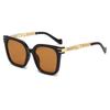 Primavera/Verano 2023 Nuevos Lentes de Sol Transparentes de Té para Mujer Rostro Grande que Muestra el Rostro Pequeño Cadena de Moda Negra Lentes de Sol de Moda para Hombre