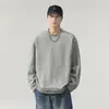 Colección Primavera/Otoño 2026: Elegante Sudadera de Dos Piezas para Hombre, Corte Holgado, Versátil Cuello Redondo Manga Larga Capa Base, Top Casual Talla Grande