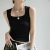 Camiseta sin mangas tipo camisola para mujer 2026 Verano Nuevo Estilo Ropa exterior para cubrir los lados del busto, Camiseta básica de algodón con tirantes anchos Moderna