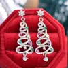 Pendientes de Línea Espiral de Árbol de Navidad Cao Shi para Mujer, Joyería Brillante con Circonita Incrustada, Estilo Popular con Colgante de Estrella Shein