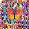 Nuevas pegatinas de mariposa bordadas de PET de 50 piezas, diseño creativo transfronterizo, hermosas pegatinas de mariposa transparentes al por mayor