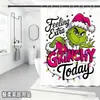 Bestseller transfronterizo de Amazon: Cortina de ducha verde del Grinch, cortina de ducha impermeable de pongee con estampado digital de dibujos animados
