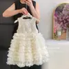 Vestido de Princesa para Niña Verano Nuevo Versión Coreana Vestido con Lentejuelas en la Espalda Mariposa Vestido de Pastel con Volantes