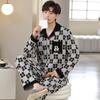Fábrica Otoño Nuevo en stock Pijama de Pareja Venta Directa Suelto Cómodo Casual Simple Estampado Ropa de Casa Ropa Exterior