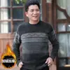 Suéter de chenilla de invierno para papá de mediana edad al por mayor para hombre cuello redondo forrado de polar engrosado cálido de punto para mediana edad
