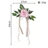 Laço de Juta Retrô Bordado à Máquina Simulação Rosa Eucalipto Decoração de Carro de Casamento Gramado Externo Casamento Carro de Boas-vindas Flor