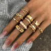 Joyería para Manos Popular Transfronteriza Europea y Americana Anillo Articulado Hueco con Diamante Accesorios Anillo para Mujer Estrella Luna Ópalo
