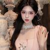 Colar Estilo Pure Lust Renda Branca Flor Borla Estilo Palácio Retrô Gargantilha de Pérolas Doce Lolita Corrente para Clavícula