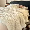 Manta de inverno transfronteiriça espessa de camada dupla de pelo de coelho sintético, manta de lã de cordeiro, flanela, fleece de coral e fleece de leite para cochilos