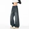 Calça Jeans Reta B221 Estilo Americano com Barra Desfiada para Homens, Calça com Vibe High Street, Calça Longa de Corte Clean com Barra Curva Levemente Flare
