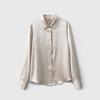 Camisa Pesada de Seda de 30 mm para Mujer, Camisa Negra Satinada de Manga Larga, Top de Seda de Morera para Mujer