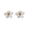 Pendientes de estilo francés con perlas de imitación y flores blancas para mujer, ligeros, lujosos, elegantes, de alta gama, exquisitos y distintivos, accesorios para las orejas.