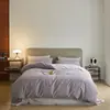 Conjunto de cama de quatro peças de cor sólida Classe A de alta qualidade, liso, cerâmico, levemente escovado, puro algodão, capa de edredom de algodão de fibra longa, conjunto de três peças