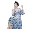 2026 Vestido de Verano de Algodón y Seda Muzhen Nuevo Estilo Chino Pintura a Tinta Cuello Redondo Estampado Adelgazante Largo
