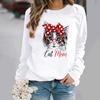 Sudadera Holgada de Moda para Mujer 2025 Estampado de Moda Estación Independiente Aliexpress Dibujo Animado de Gato Sudadera Blanca para Mujer