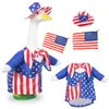 Amazon Ganso Branco Grande Dia da Independência Conjunto de Três Peças Verão Carta Moletom de Manga Curta Roupa de Ganso para Gramado