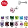 Aretes de Aleación de Titanio G23 Aguja Fina Montura de Cuatro Garras Zircón Cuadrado Zircón Corazón Tachuelas para Cartílago de Oreja Tallo Largo Rosca Externa Pendiente DIY