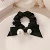 Anillo para el Pelo Negro Perla Intestino Grueso para Mujer Goma Elástica para el Pelo Cola de Caballo Alta Titular Simple Todo Fósforo Cuerda de Pelo Elástica Alta