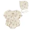 Ropa de Bebé de Manga Corta Summer Infant, Bata de Princesa Floral de Moda para Bebé Niña, Ropa de Algodón Puro para Bebé Recién Nacido de Mes Completo para Gatear