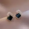 Brincos de Pérola Geométricos com Pino de Prata 925 para Mulheres, Brincos de Franja Modernos, Brincos de Luxo, Brincos Elegantes Retrô Venda por Atacado
