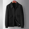 Jaqueta Masculina 2024 Caimento Levemente Solto 100% Lã Lapela Workwear Jaqueta Curta Luxo Leve Casual Casaco de Lã Dupla Face Tendência