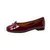 Flats Retro con Lazo de Punta Cuadrada de Boca Baja Flats de Tacón Bajo para Mujer Primavera y Otoño 2025 Nuevos Zapatos de Charol para Mujer Zapatos de Boda