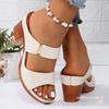Zapatillas de Tacón Alto con Correa Única Ligeras de Talla Grande para Mujer para Comercio Exterior Europeo y Americano Sandalias con Hebilla Patrón de Piedra Gruesa Transfronterizas Wish