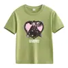 Comercio Exterior Americano Verano Pesado Color Sólido Estampado de Letras Algodón Manga Corta Camiseta Manga Media Ropa para Clase Padre-Hijo Ropa para Niños
