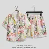Camisa de Flores Hawaianas Traje de Playa Verano Delgado Sanya Viaje Pareja Hombre y Mujer Talla Grande Pantalones Casuales Sueltos