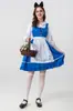Aventura de Halloween para Padres e Hijos en Oz Vestido Azul a Cuadros Disfraz de Dorothy Vestido de Sirvienta en el País de las Maravillas