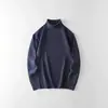 Suéter de Cuello Alto para Hombre Directo de Fábrica Personalizado Color Sólido Manga Larga Tejido de Punto Procesamiento de Muestras Ropa Interior Base de Negocios