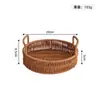 Cesta de Fruta de Mimbre Sintético Tejida a Mano Cesta Japonesa para Guardar Pan Mantou Sala de Estar Almacenamiento para el Hogar Bandeja de Mimbre Tejido con Doble Asa