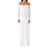 Vestido de Color Sólido Simple de Gama Alta Delgado que Cubre la Cintura y las Caderas, Cuello de Una Línea, Espalda Descubierta, Estilo Sexy para Dama, Estilo Nuevo Transfronterizo