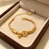 Pulsera Brújula de Ocho Tesoros Oro Arena Vietnamita Estilo Chino Tendencia Nacional Plato Calabaza Pulsera Envuelta Oro Imitación Joyería de Mano Venta al por Mayor