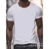 [Camiseta de Algodón Talla Europea] Camiseta de Algodón Puro Manga Corta Cuello Redondo Poliéster Color Sólido Lisa Unisex para Pareja Top Casual