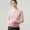 Suéter de cuello alto medio 100% cachemira pura para mujer, nuevo suéter de cachemira de punto ajustado para otoño e invierno