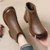 Botines retro y elegantes para mujer, colección de invierno 2026, con cordones, suelas antideslizantes, forro suave de algodón para abrigar y un diseño de cuero a la moda