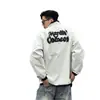Chaqueta de Doble Cara con Estrellas Nueva para Hombre Primavera y Otoño, Moda Casual Holgada con Cuello Alto, Abrigo con Cremallera Resistente al Viento