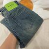 Jeans para Mujer Diseño de Principios de Primavera Etiqueta Verde Cintura Alta Elásticos Ajustados Pantalones tipo Humo Acortados Forma de Pera Retro Pantalones Rectos Pequeños