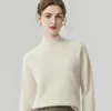 Suéter de gola semi-alta estilo simples 100% caxemira pura feminino outono e inverno quente pulôver solto manga raglan malha base