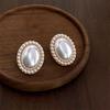 Brincos de Flor de Pérola Estilo Luxo Leve Indústria Pesada Brincos Literários Retrô Elegantes Brincos Exagerados para Vestido de Noiva de Alta Costura