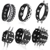Set de 6 Piezas de Pulseras de Cuero PU Vintage Tachonadas con Calaveras Estilo Punk Gótico de Moda Venta al por Mayor