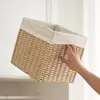 Cesta de armazenamento tecida à mão, caixa de armazenamento para lanches, cesta de bambu, cesto de roupa suja, caixa de armazenamento grande para calças