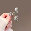 Pinza para el pelo con flor de pedrería de piedra Ojo de Gato avanzada, tamaño pequeño, Pinza de temperamento para el pelo, Pinza refinada para flequillo, Joyería antigua para el pelo