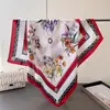 Bufanda de Seda Estampada Nueva de Flores de Moda Chal de Gama Alta Bufanda Cuadrada Pequeña para Cuello Versátil Bufanda para Mujer